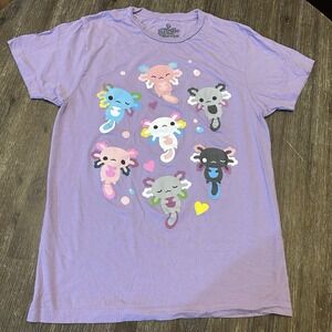 Goodie Two Sleeves Axolotl T-Shirt Purple Kawaii Graphic Tee Women's Medium